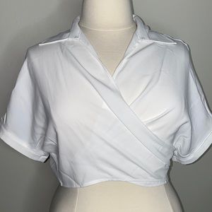 White Collared Crop Top